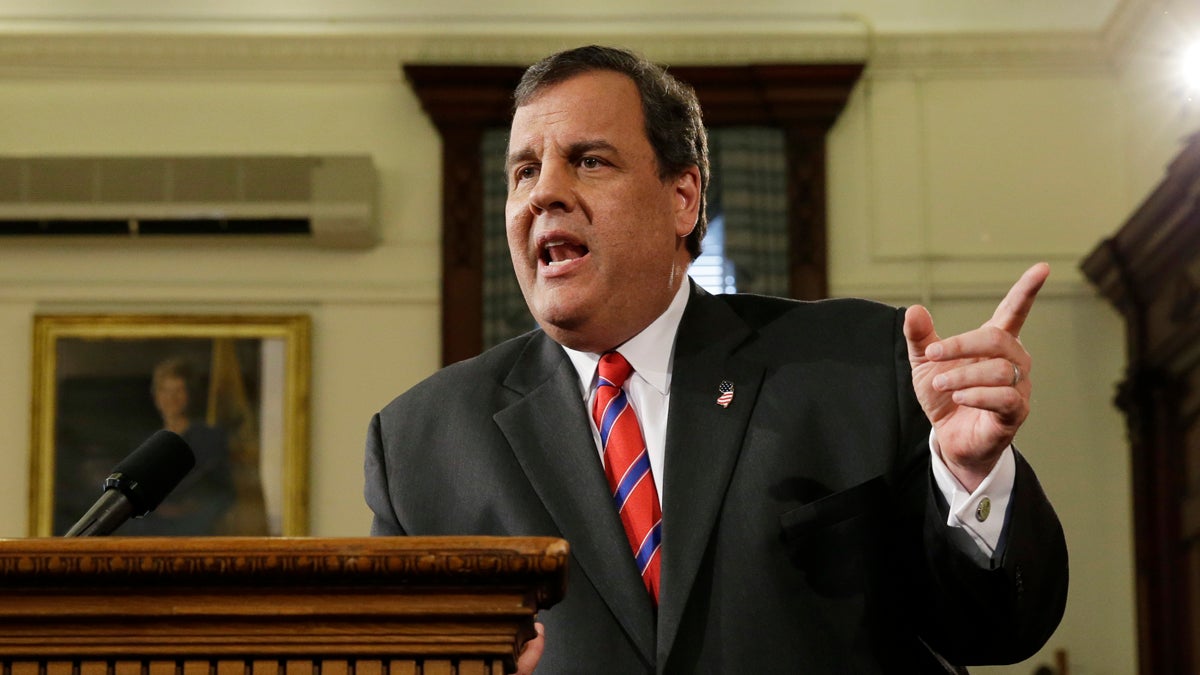  New Jersey Gov. Chris Christie answers a question about the lane closures near the George Washington Bridge at a Trenton news conference March 28, 2014. A year later, ethics and email changes he endorsed in the wake of the scandal are stuck  in the slow lane.(AP file photo) 