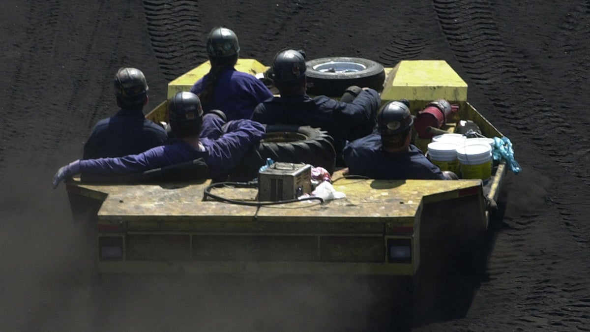  Miners ride toward a Somerset County mine in this file image taken days after an accident and rescue at Quecreek Mine, July 29, 2002. “I don’t know of a more dangerous occupation [than coal mining], other than being in a military and being dropped in a war zone,” said U.S. Senator Bob Casey (D-Pa.) He is calling for greater protections for miners. (AP Photo/Charles Rex Arbogast) 