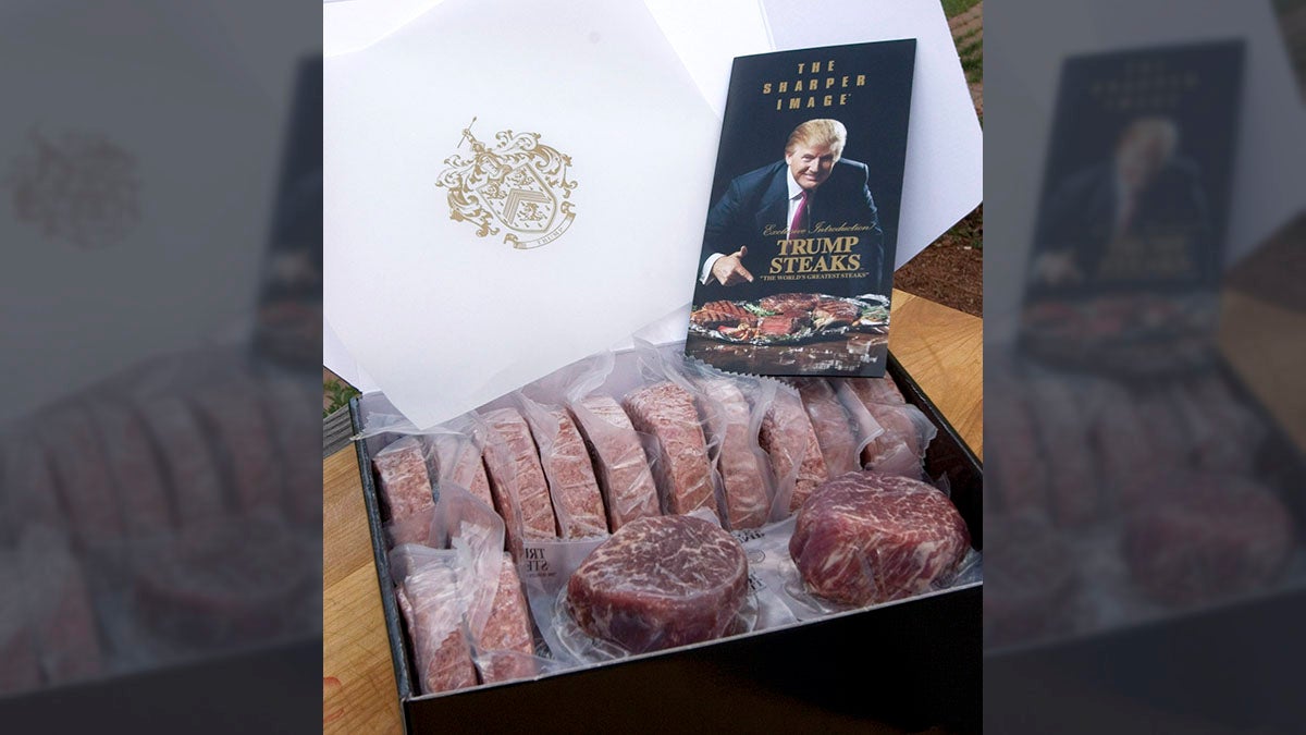  Trump Steaks from Donald Trump, shown in this May 9, 2007 photo, uses USDA Prime Certified Angus Beef Brand meat. Sold through The Sharper Image, several different combinations of cuts are available in 'collections' and shipped frozen on dry ice to anywhere. (AP Photo/Larry Crowe) 