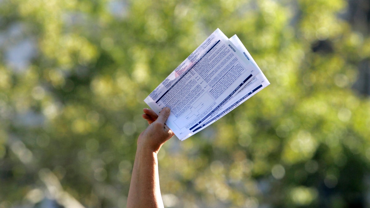  A new report finds that thousands of Pennsylvanians who filed voter-registration applications such as these last year may have been unable to vote in the presidential election because the applications weren't processed quickly enough — or at all. (AP file photo) 