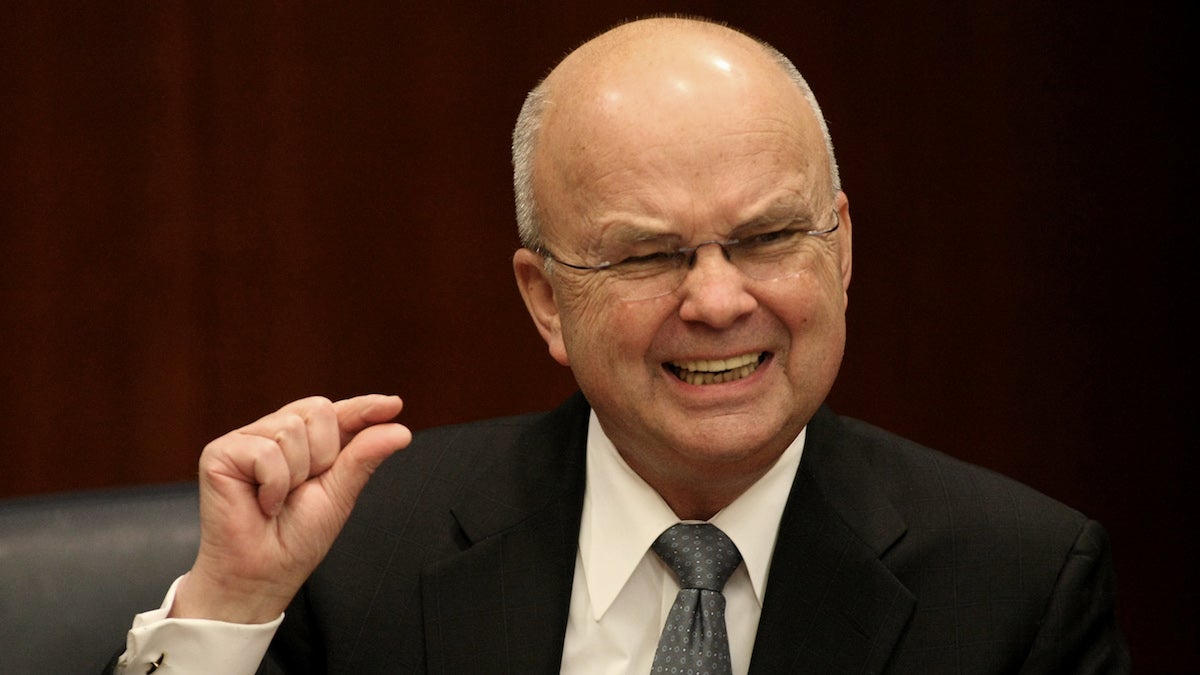 CIA Director Michael Hayden gestures during a news conference at CIA headquarters in Langley