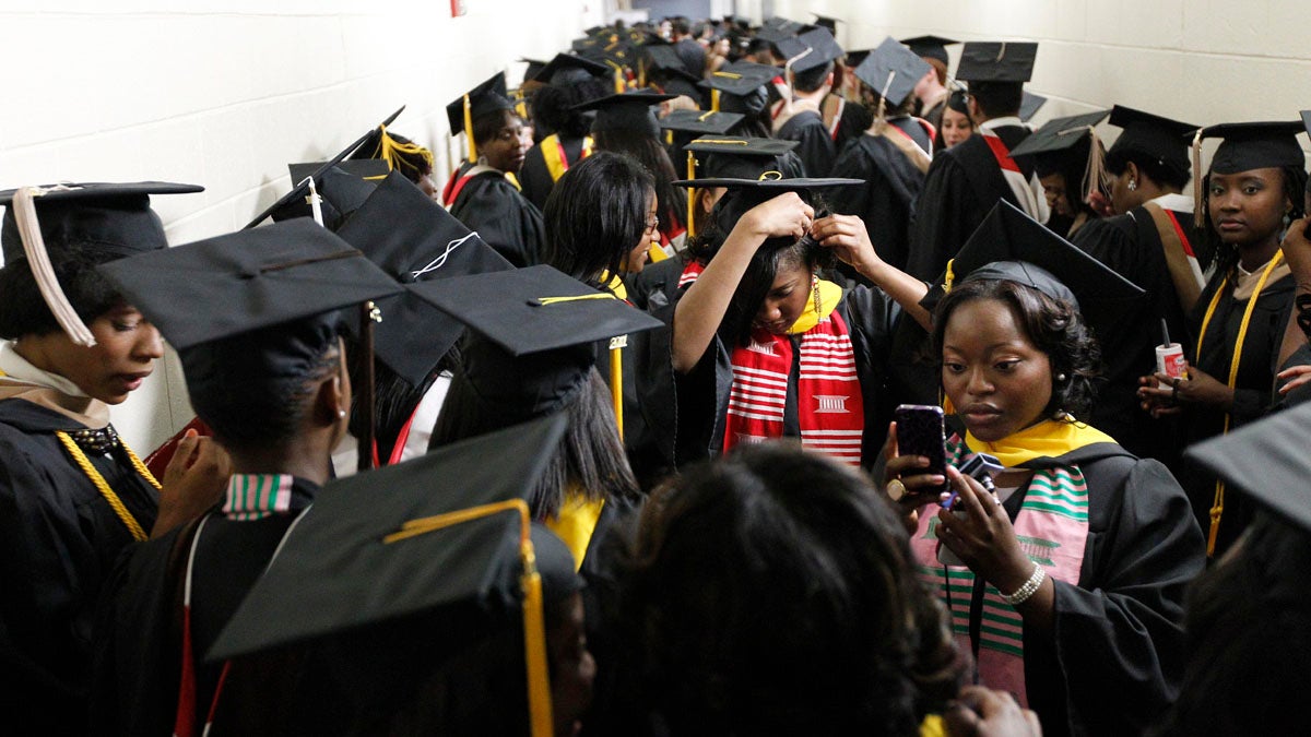 Members of Temple University's Class of 2011 wait to begin their graduation march. Pennsylvania's public research institutions — Penn State