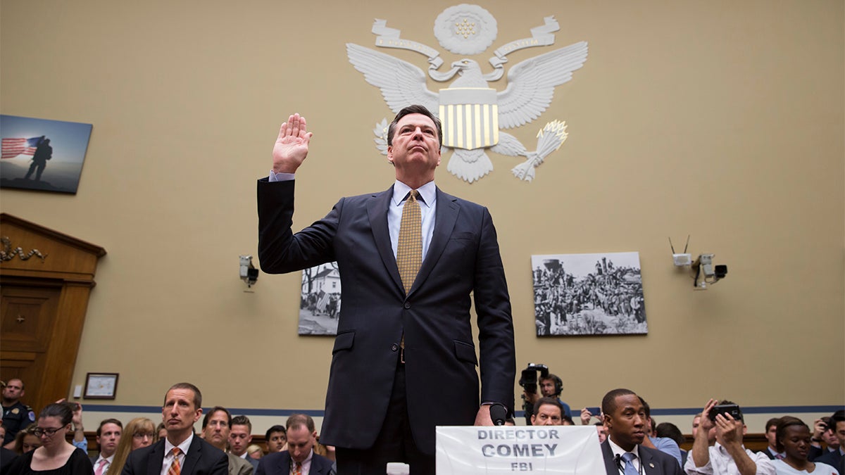 FBI Director James Comey is sworn in on Capitol Hill in Washington