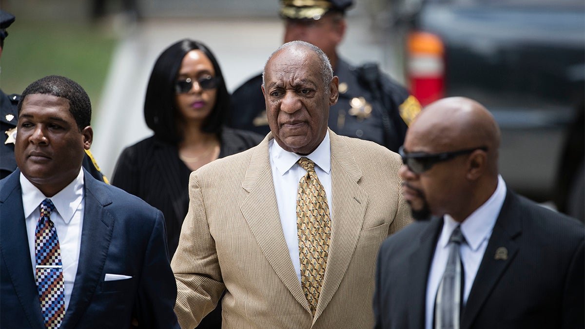 Bill Cosby arrives for a pretrial hearing in his criminal sex-assault case at the Montgomery County Courthouse in Norristown
