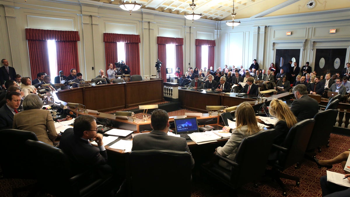ap_16350753669226 The New Jersey Assembly Appropriations Committee holds hearings as they consider legislation that allows Republican Gov. Chris Christie to profit from a book deal before he leaves office