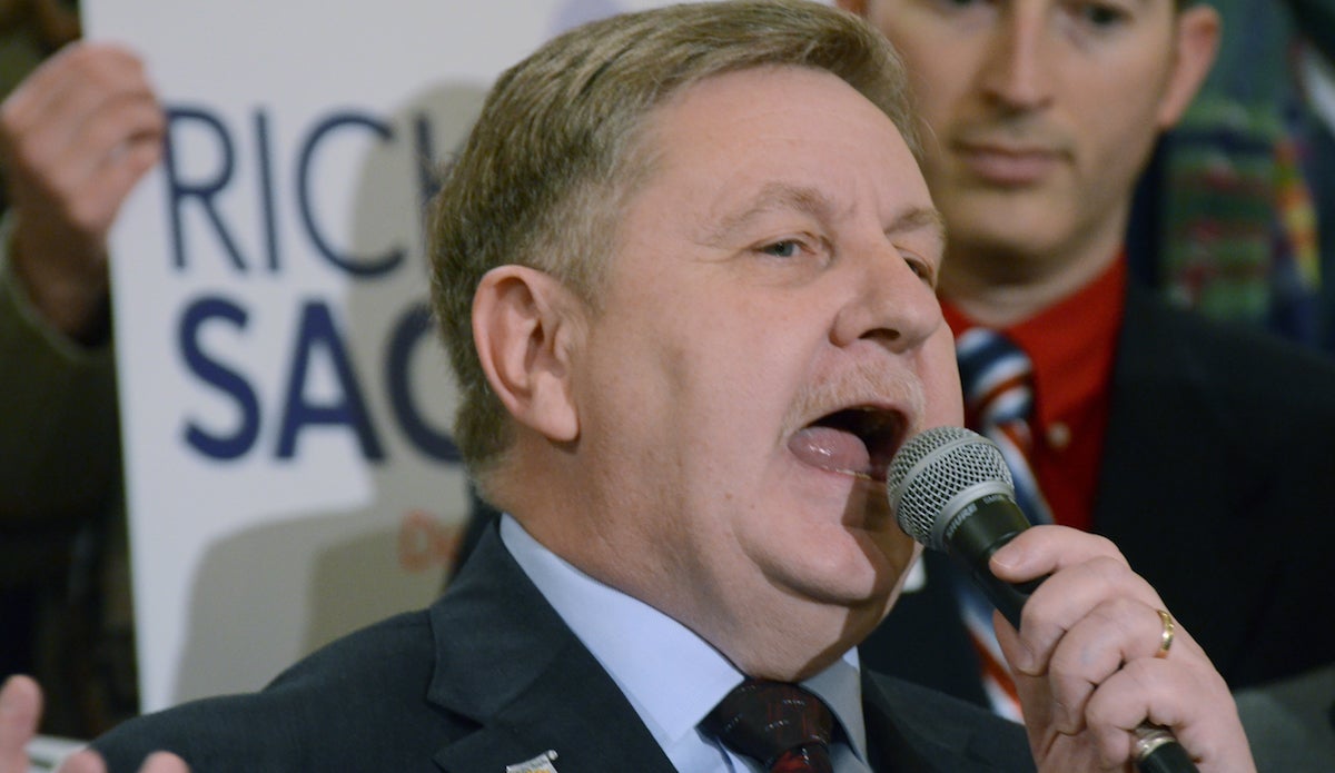  Republican state Rep. Rick Saccone speaks at his campaign event in the Pennsylvania Capitol to formally declare his candidacy for U.S. Senate in 2018, Monday, Feb. 27, 2017 in Harrisburg, Pa. Democratic U.S. Sen. Bob Casey is seeking a third six-year term in office. (AP Photo/Marc Levy) (AP Photo/Marc Levy) 