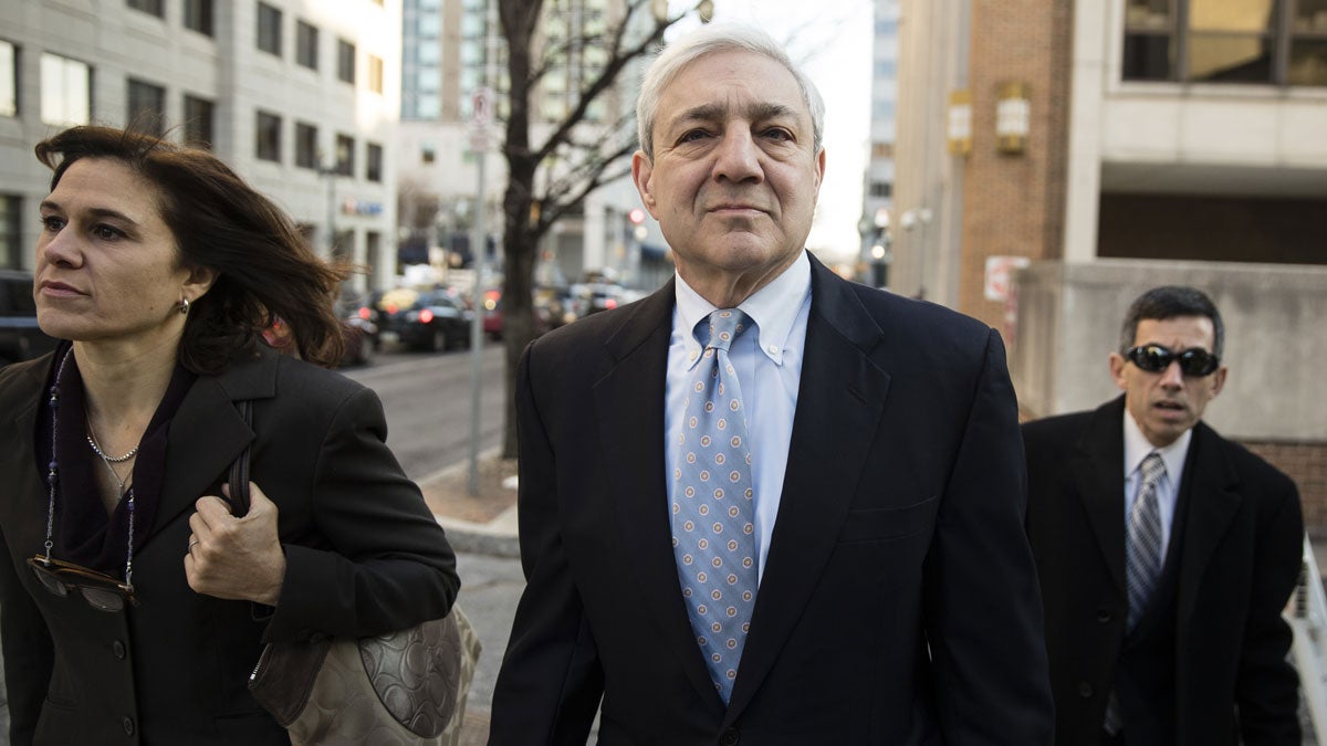 Graham Spanier walks to the Dauphin County Courthouse in Harrisburg, Pa., Monday, March 20, 2017. (Matt Rourke/AP Photo) 