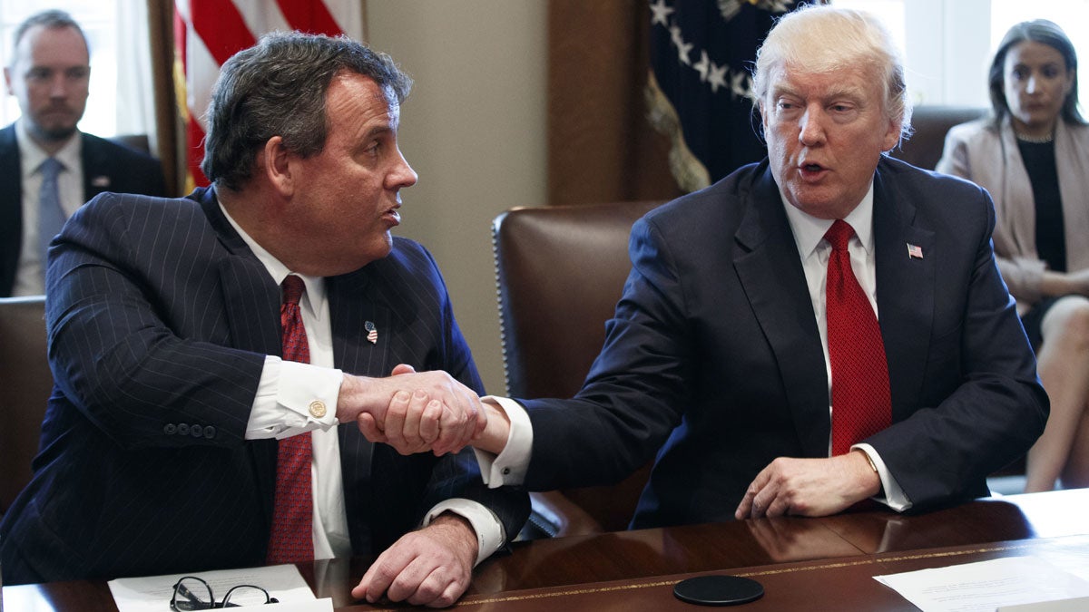  President Donald Trump shakes hands with New Jersey Gov. Chris Christie during an opioid and drug abuse listening sessionWednesday, March 29, 2017, in the Cabinet Room of the White House in Washington. (AP Photo/Evan Vucci) 