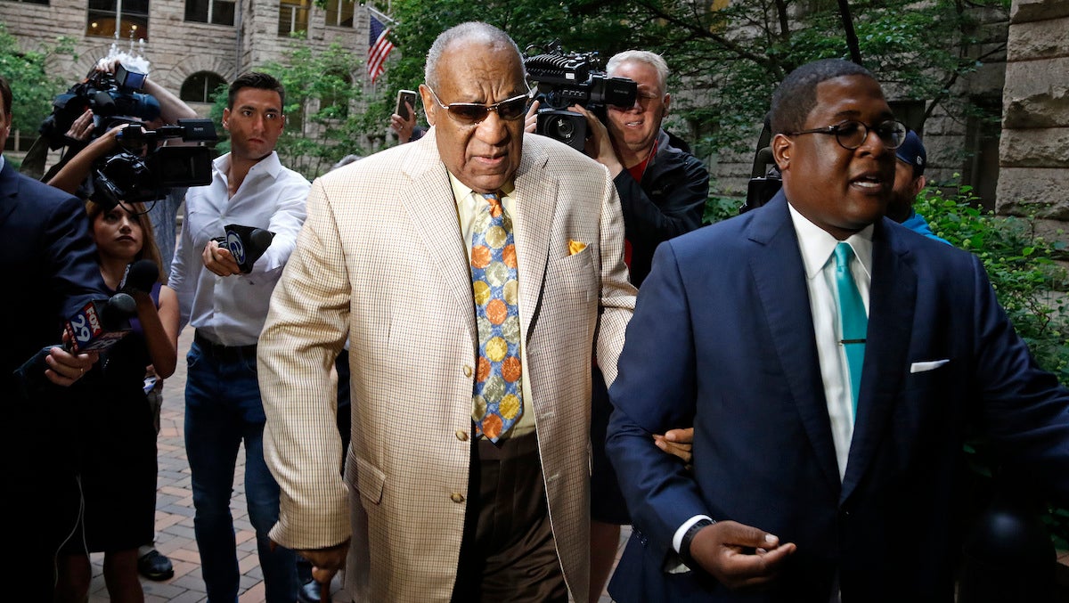  Bill Cosby, center, arrives for jury selection in his sexual assault case at the Allegheny County Courthouse, Monday, May 22, 2017, in Pittsburgh, Pa. The case is set for trial June 5 in suburban Philadelphia. (AP Photo/Gene J. Puskar) 