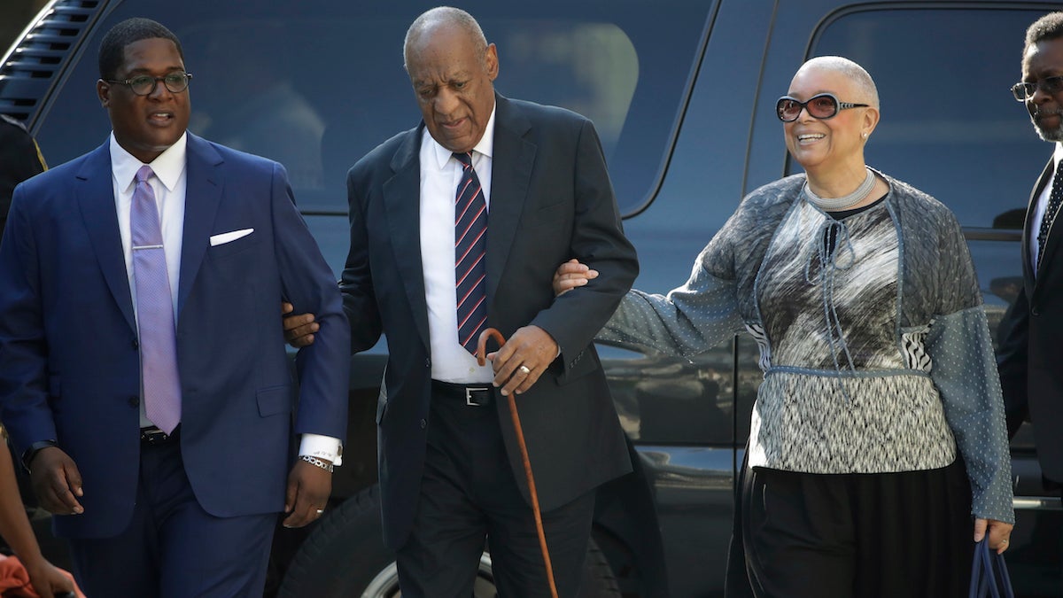  Bill Cosby arrives for his sexual assault trial with his wife, Camille Cosby, right, at the Montgomery County Courthouse in Norristown, Pa., Monday, June 12, 2017. (AP Photo/Matt Rourke) 