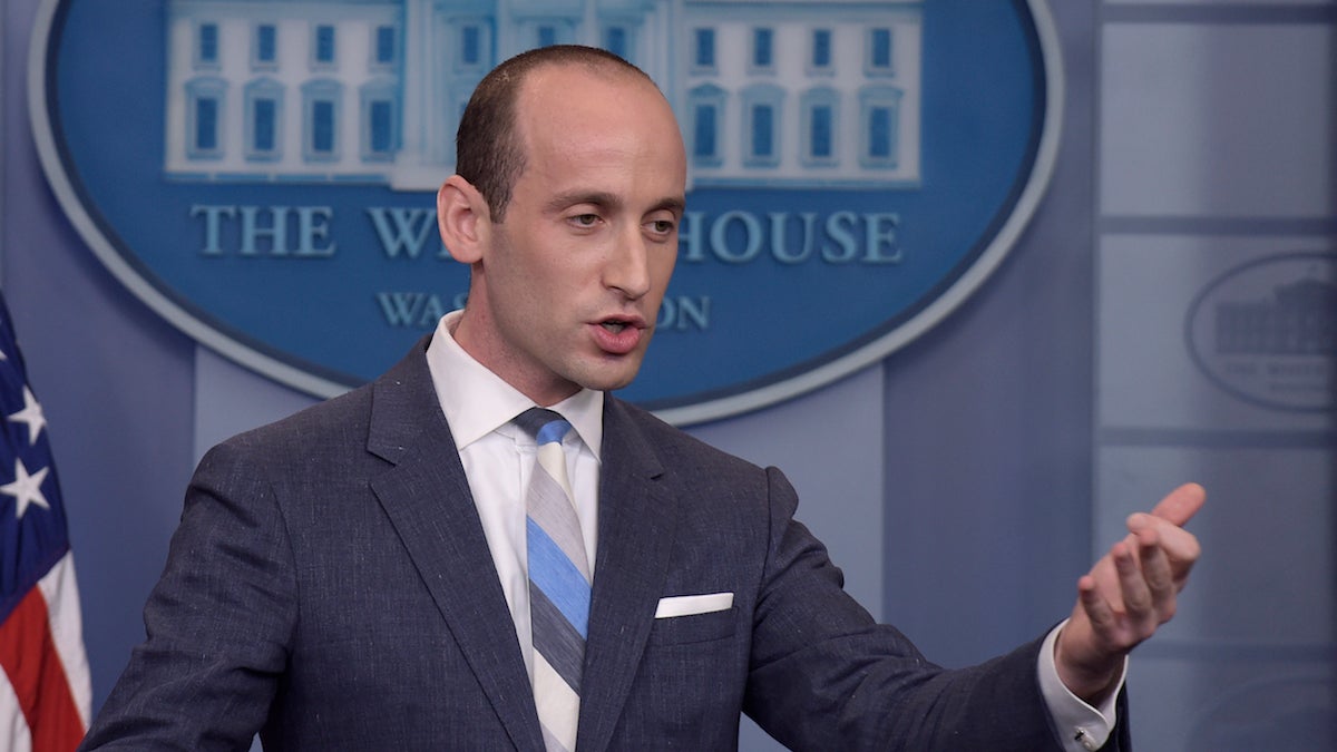  White House senior policy adviser Stephen Miller speaks during the daily briefing at the White House in Washington, Wednesday, Aug. 2, 2017. (AP Photo/Susan Walsh) 