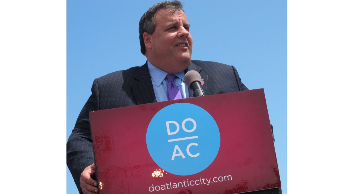  In 2012, Gov. Chris Christie appeared in Atlantic City as a booster. This week, the governor did not sign a financial rescue plan endorsed by the struggling city's emergency manager. (AP file photo) 