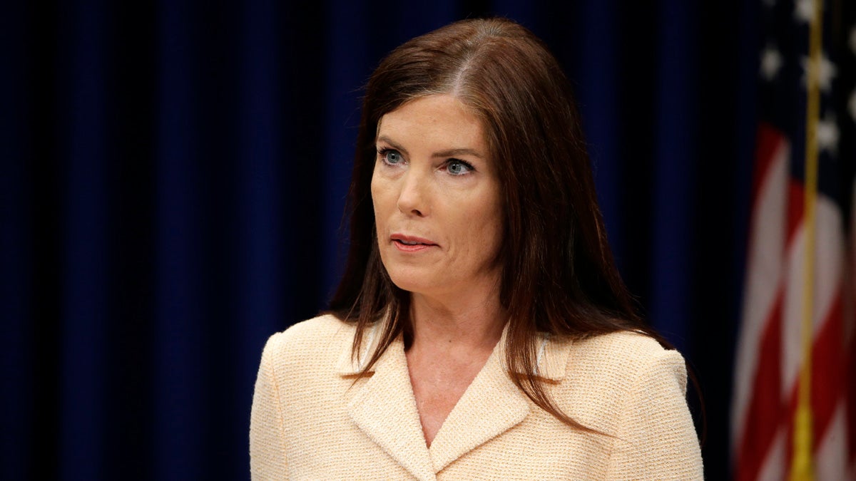  Pennsylvania Attorney General Kathleen Kane speaks during a news conference last week. She said that criminal charges against her are part of an effort by state prosecutors and judges to conceal pornographic and racially insensitive emails they circulated with one another. Documents unsealed Tuesday by the state Supreme Court challenge that account. (AP photo/Matt Rourke) 