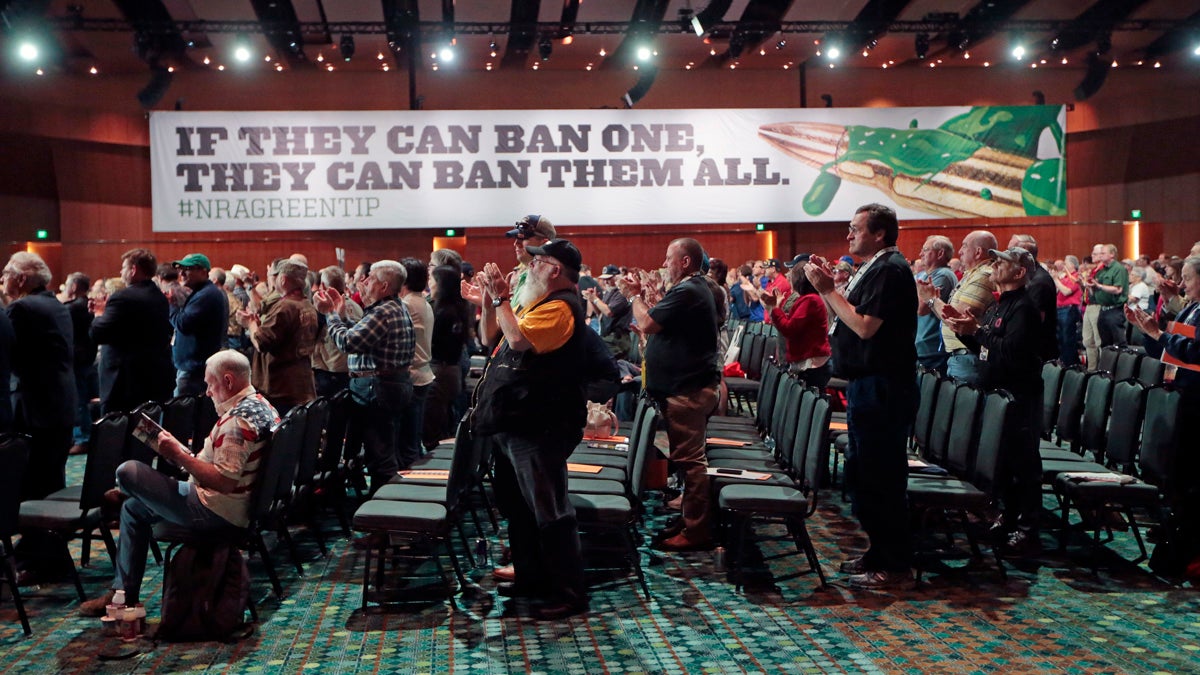  National Rifle Association members applaud a speech during the annual meeting of members at the NRA convention in April in Nashville, Tennessee. (AP file photo) 