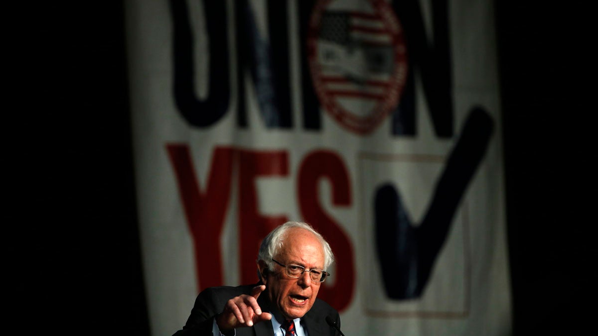 Democratic presidential candidate. Bernie Sanders speaks during a campaign stop Thursday at the Pennsylvania AFL-CIO Convention in Philadelphia. (Matt Rourke/AP Photo)