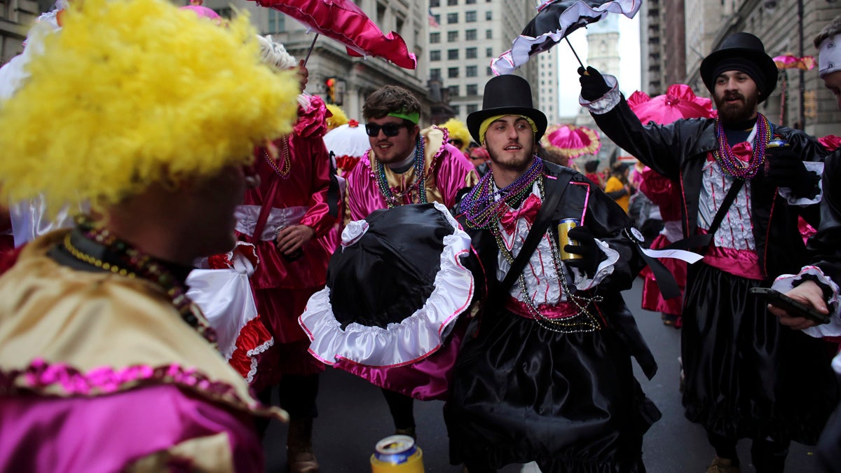 Members of the Two Street Stompers dance on South Broad Street during the 116th annual Mummers Parade in Philadelphia on Friday. (AP Photo/Joseph Kaczmarek) 