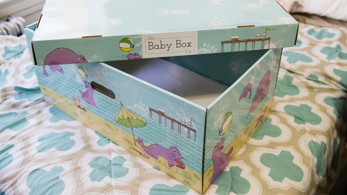  Displayed at the home of Dolores Peterson is a box that can be uses as a crib in Camden, N.J., Monday, March 6, 2017. New Jersey became the first state to send newborn babies and their parents home with a box that doubles as a crib and full of necessities, with the aim of cutting back on sudden infant death syndrome. (Matt Rourke/AP Photo)                   