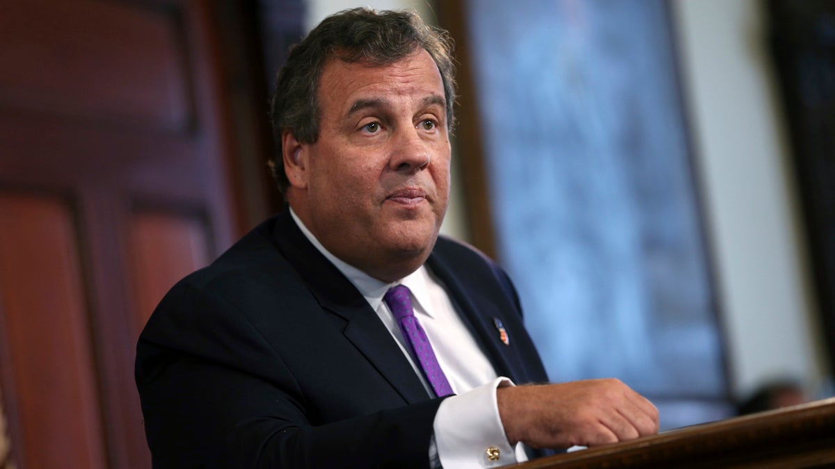 Gov. Chris Christie listens to a question from the media  Monday