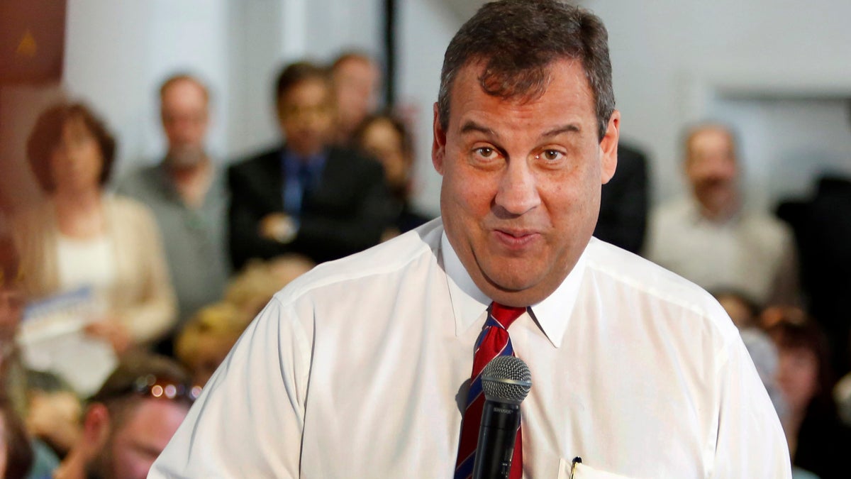  New Jersey Gov. Chris Christie, R-N.J. takes a questions during a town hall meeting with area residents in Londonderry, N.H., Wednesday, April 15, 2015. (Jim Cole/AP Photo) 