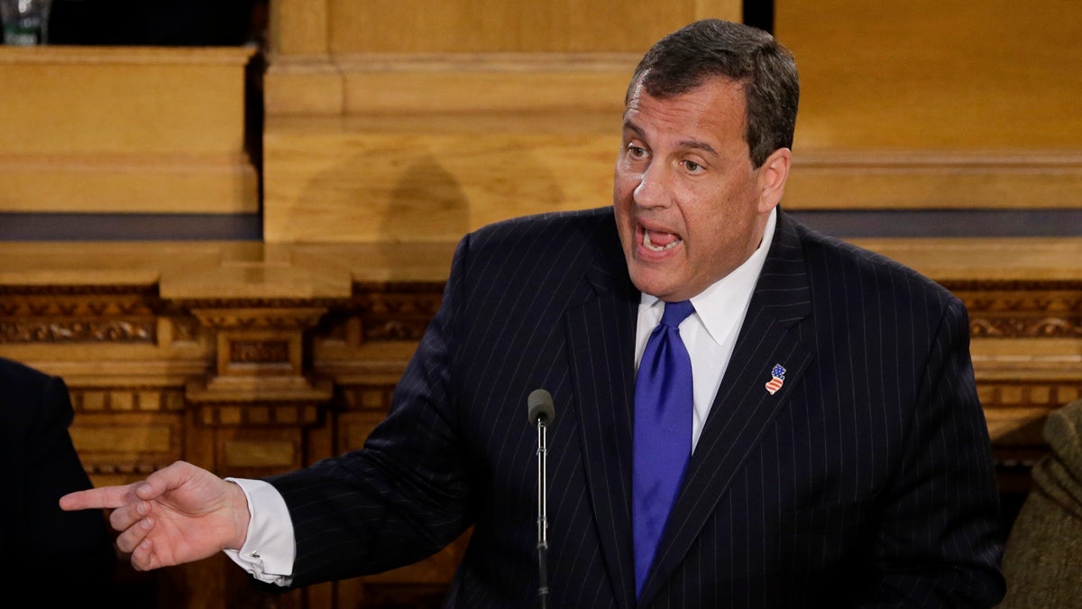  New Jersey Gov. Chris Christie delivers his State of the State address, Tuesday in Trenton. (Mel Evans/AP Photo) 