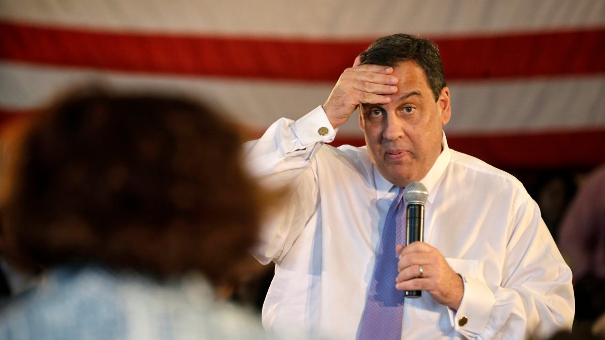  New Jersey Gov. Chris Christie listens to a question during a town hall meeting last week in Hasbrouck Heights. (Mel Evans/AP Photo) 