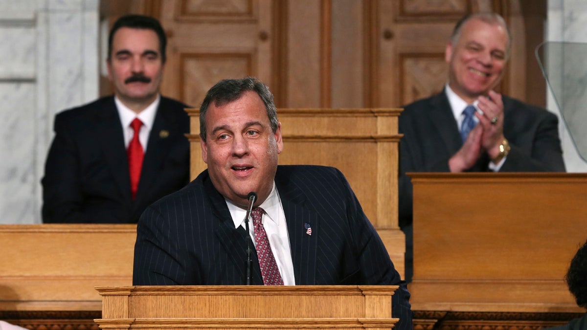  Vincent Prieto, (left), Speaker of the New Jersey General Assembly and Steve Sweeney, (right), New Jersey Senate President smile as New Jersey Gov. Chris Christie makes a joke about publishing a book, as he stands in the Assembly chamber of the Statehouse while delivering his State Of The State address Tuesday, Jan. 10, 2017, in Trenton, N.J. (Mel Evans/AP Photo) 