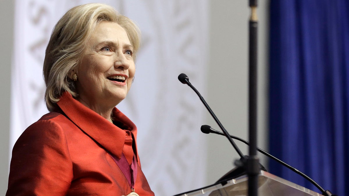  Democratic presidential candidate Hillary Rodham Clinton delivers a speech at Texas Southern University in Houston, Thursday, June 4, 2015. Clinton is calling for an expansion of early voting and pushing back against Republican-led efforts to restrict voting access, laying down a marker on voting rights at the start of her presidential campaign. (Pat Sullivan/AP Photo) 