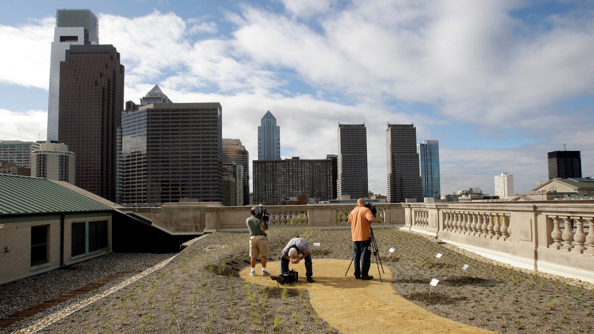  The first green roof on a building operated by the city of Philadelphia is planted prior to its September 2008 unveiling ceremony (Matt Rourke/AP Photo) 