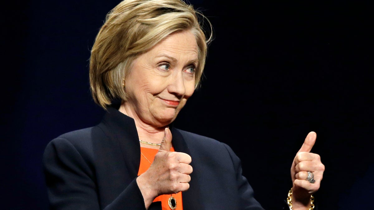  Former Secretary of State Hillary Rodham Clinton gives thumbs up as she addresses around 3,000 summer camp and out of school time professionals at the American Camp Association and Tri State CAMP conference Thursday, March 19, 2015, in Atlantic City, N.J. (Mel Evans/AP Photo) 