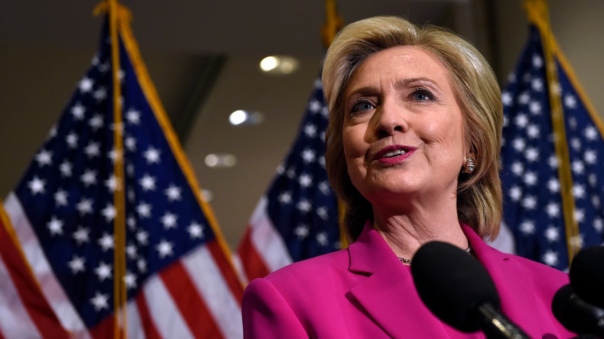  Democratic presidential candidate Hillary Rodham Clinton speaks to reporters on Capitol Hill in Washington, Tuesday, July 14, 2015. Clinton, who spoke about the deal reached with Iran, attended meetings on Capitol Hill with House and Senate Democrats. (Susan Walsh/AP Photo) 