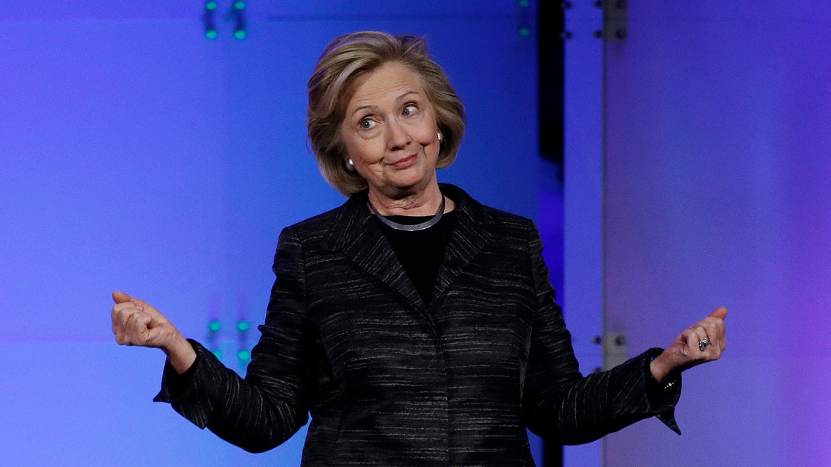  Hillary Rodham Clinton jokes with the crowd during a keynote address at the Watermark Silicon Valley Conference for Women, Tuesday, Feb. 24, 2015, in Santa Clara, Calif. (Marcio Jose Sanchez/AP Photo) 