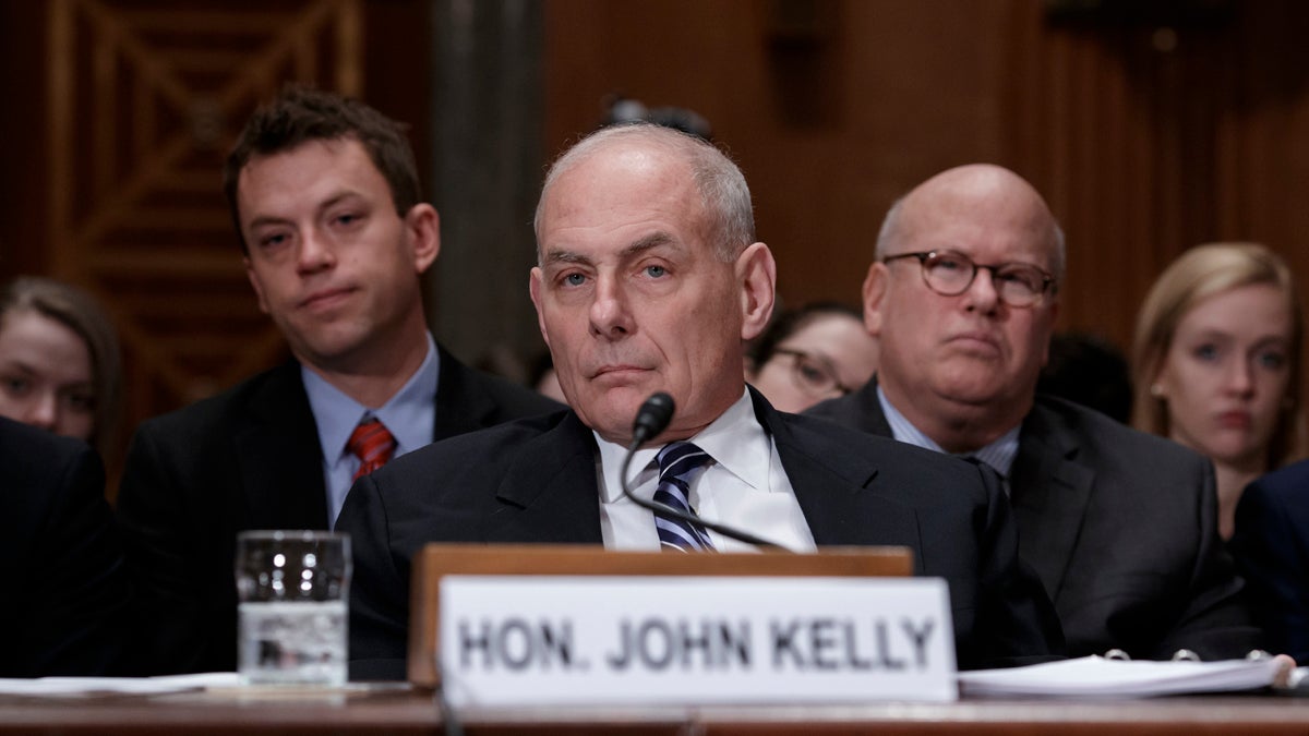  Homeland Security Secretary John Kelly appears before the Senate Homeland Security and Governmental Affairs Committee to advance President Donald Trump’s border security agenda, on Capitol Hill in Washington, Wednesday, April 5, 2017. (J. Scott Applewhite/AP Photo)  