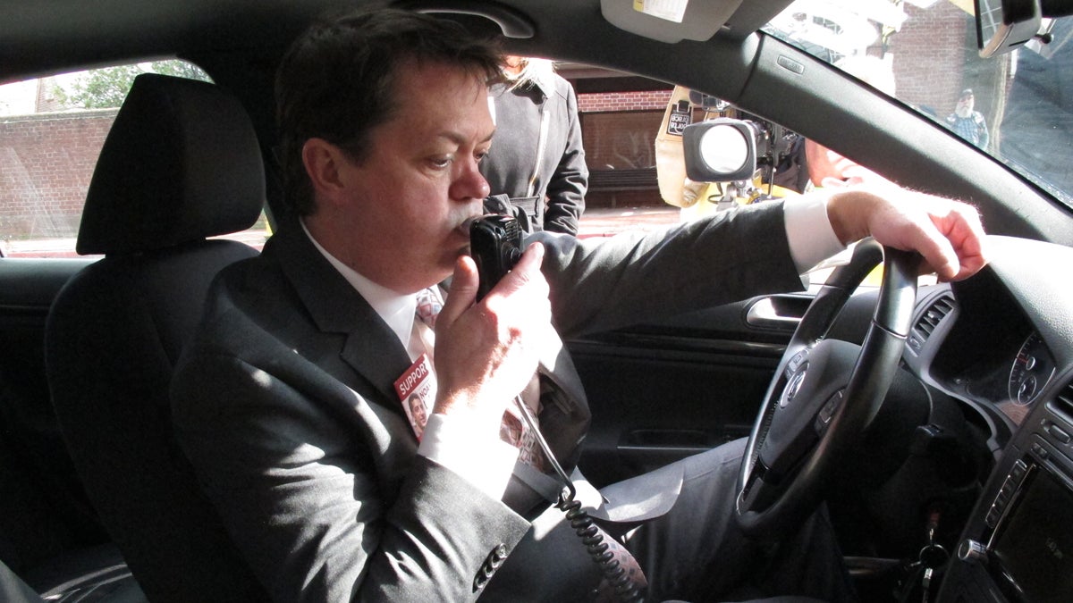  Andrew Wisniewski, an operations manager for Smart Start of Maryland, demonstrates how an ignition interlock device works on Wednesday, Feb. 10, 2016 in Annapolis, Maryland. The devices are put in cars to stop drunk drivers from operating their vehicles. (Brian Witte/AP Photo) 