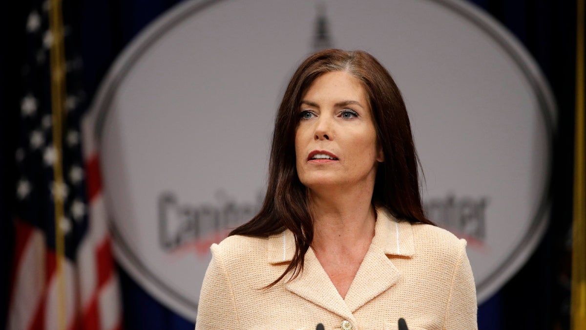  Pennsylvania Attorney General Kathleen Kane speaks during a news conference, Wednesday at the state Capitol in Harrisburg, Pa. (Matt Rourke/AP Photo) 