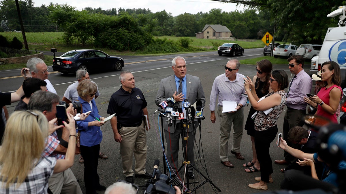  Matthew Weintraub, Bucks County district attorney,  speaks to the media Monday in Solebury, Pa. (Matt Slocum/AP Photo) 