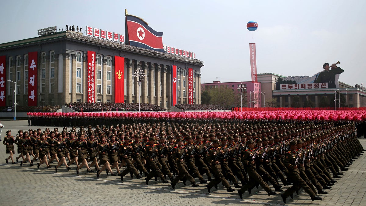  In this Saturday, April 15, 2017, file photo, a soldiers march across Kim Il Sung Square during a military parade in Pyongyang, North Korea to celebrate the 105th birth anniversary of Kim Il Sung, the country's late founder and grandfather of current ruler Kim Jong Un. While the heightened tension and rhetoric between Washington and Pyongyang may begin to cool down, there are many reasons why President Trump's problem isn't likely to go away. (Wong Maye-E/AP Photo, file) 