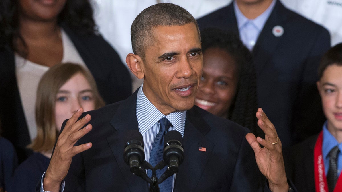 

President Barack Obama speaks during the 2016 White House Science Fair