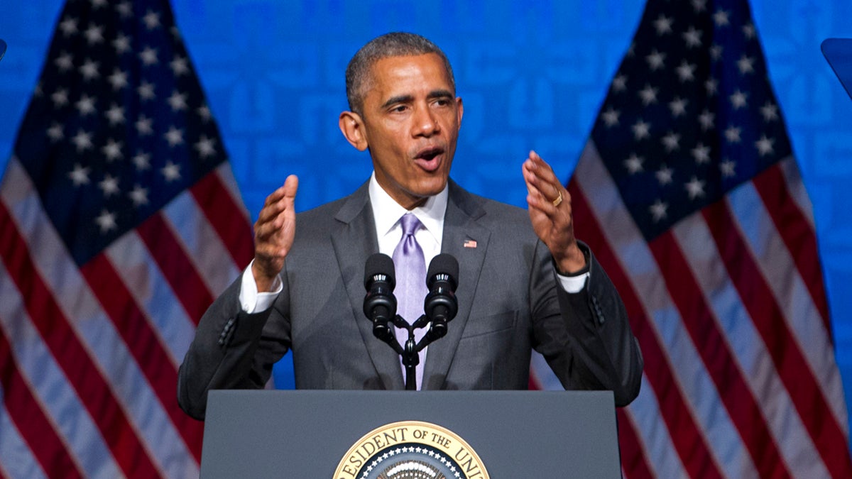  President Barack Obama speaks during Catholic Hospital Association Conference in Washington on Tuesday, June 9, 2015. Obama declared Tuesday that his 5-year-old health care law is firmly established as the 'reality' of health care in America, even as he awaits a Supreme Court ruling that could undermine it. (Jose Luis Magana/AP Photo) 