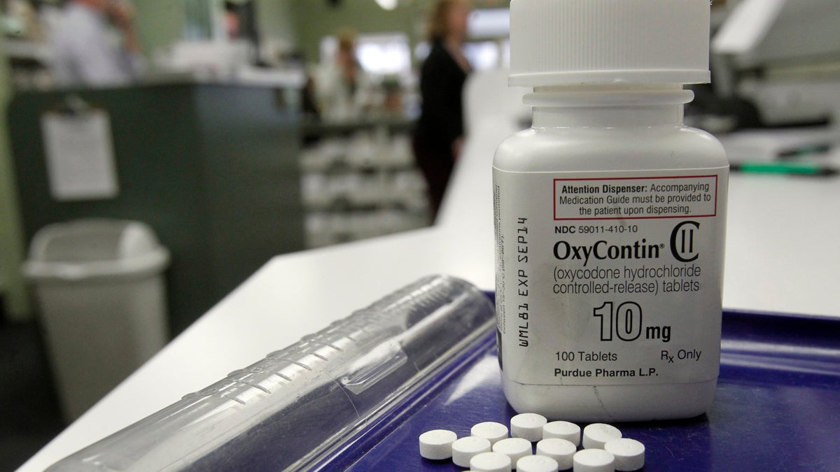  OxyContin pills are arranged for a photo at a pharmacy in Montpelier, Vt. on Tuesday, Feb. 19, 2013. As in previous recent years, opioid drugs — which include OxyContin and Vicodin — were the biggest problem, contributing to 3 out of 4 medication overdose deaths. (Toby Talbot/AP Photo) 