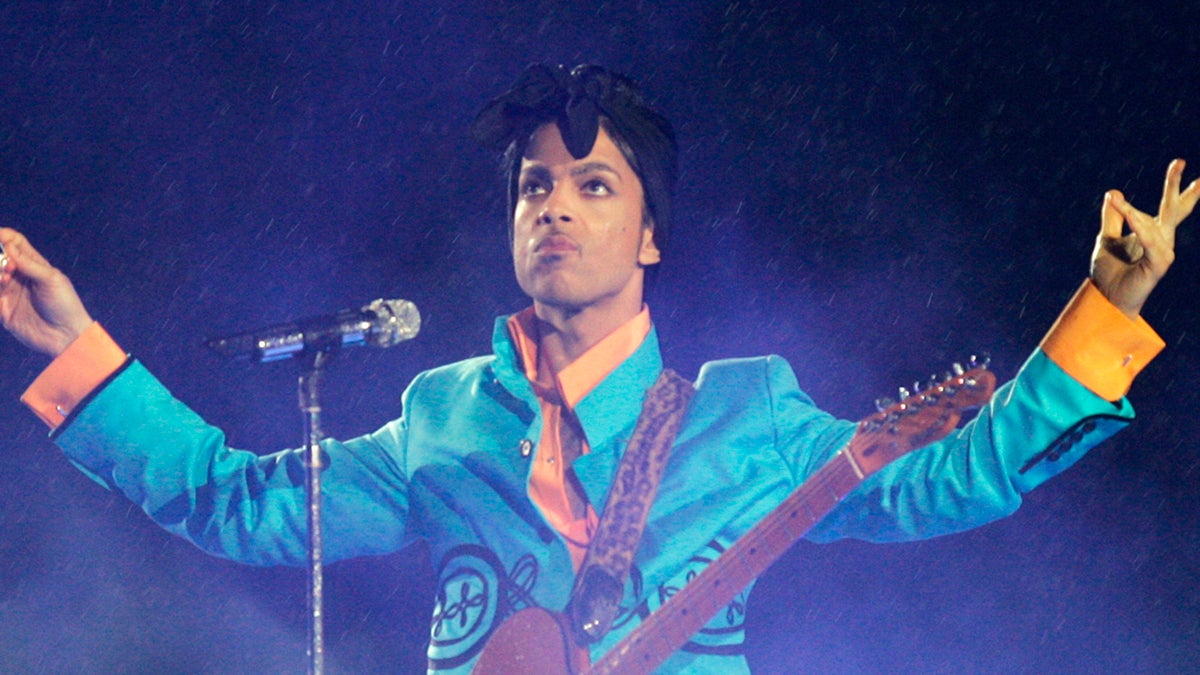 Prince performs during the halftime show at the Super Bowl XLI football game at Dolphin Stadium in Miami on Sunday