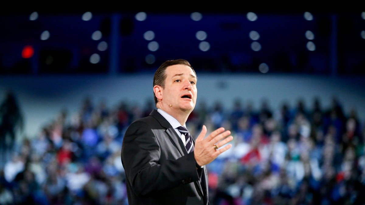  Sen. Ted Cruz, R-Texas speaks at Liberty University, founded by the late Rev. Jerry Falwell, Monday, March 23, 2015 in Lynchburg, Va., to announce his campaign for president. Cruz, who announced his candidacy on twitter in the early morning hours, is the first major candidate in the 2016 race for president. (Andrew Harnik/AP Photo)  