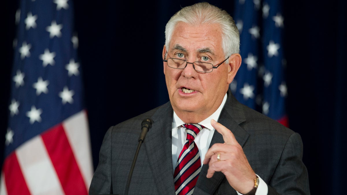  Secretry of State Rex Tillerson appears at news conference following a Diplomatic and Security Dialogue Meeting with a Chinese delegation including State Counselor Yang Jiechi and military Chief of Joint Staff Fang Fenghui, at the State Department in Washington, Wednesday, June 21, 2017. (Cliff Owen/AP)                                      
