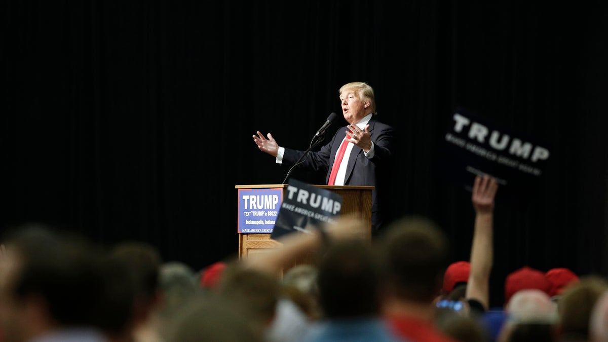 Republican presidential candidate Donald Trump speaks during a campaign stop Wednesday in Indianapolis. (Darron Cummings/AP Photo)