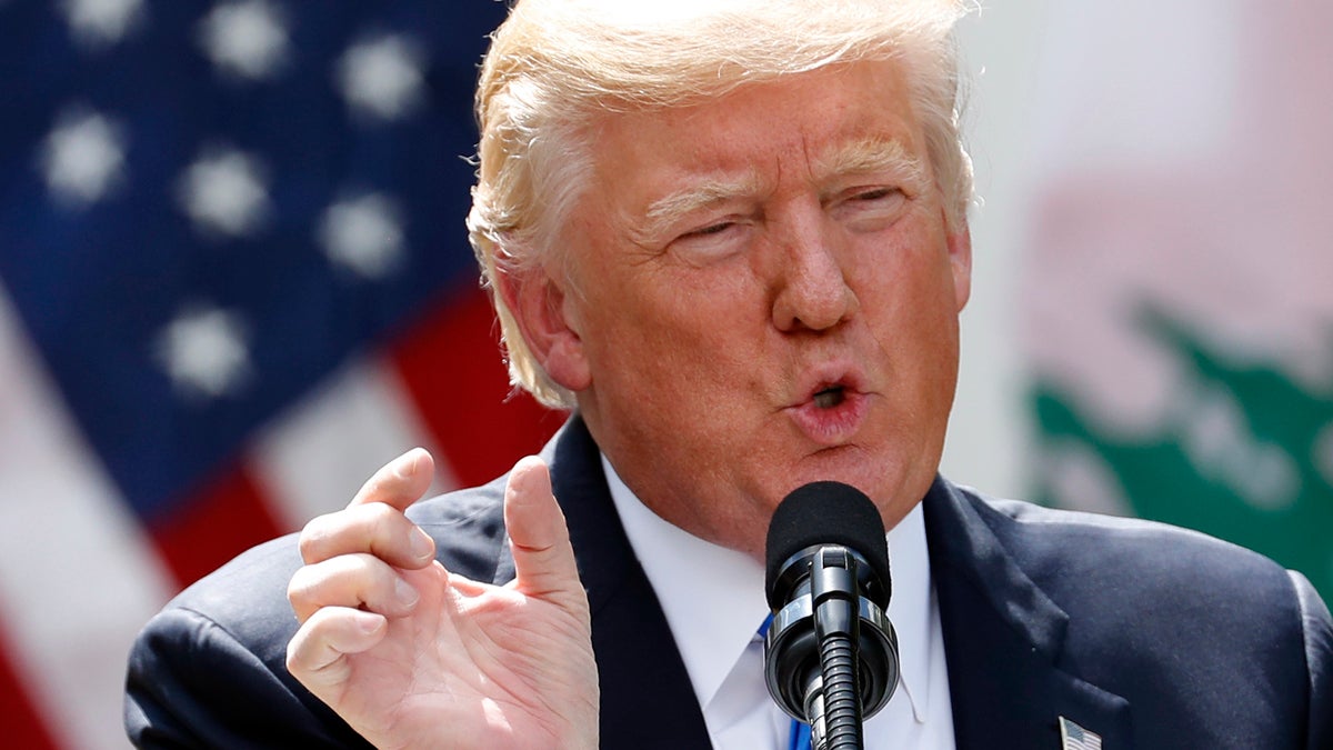  President Donald Trump speaks about the healthcare vote during a joint news conference with Lebanese Prime Minister Saad Hariri in the Rose Garden of the White House in Washington, Tuesday, July 25, 2017. (Alex Brandon/AP Photo) 