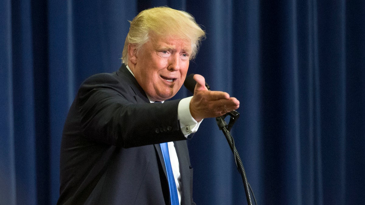  Republican presidential candidate Donald Trump speaks during a campaign rally at the Sharonville Convention Center, Wednesday, July 6, 2016, in Cincinnati. (John Minchillo/AP Photo) 