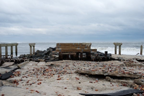 <p><p>Only the concrete pillars and a part of the on-ramp of the north end of the boardwalk are still standing. (Bas Slabbers/for NewsWorks)</p></p>
