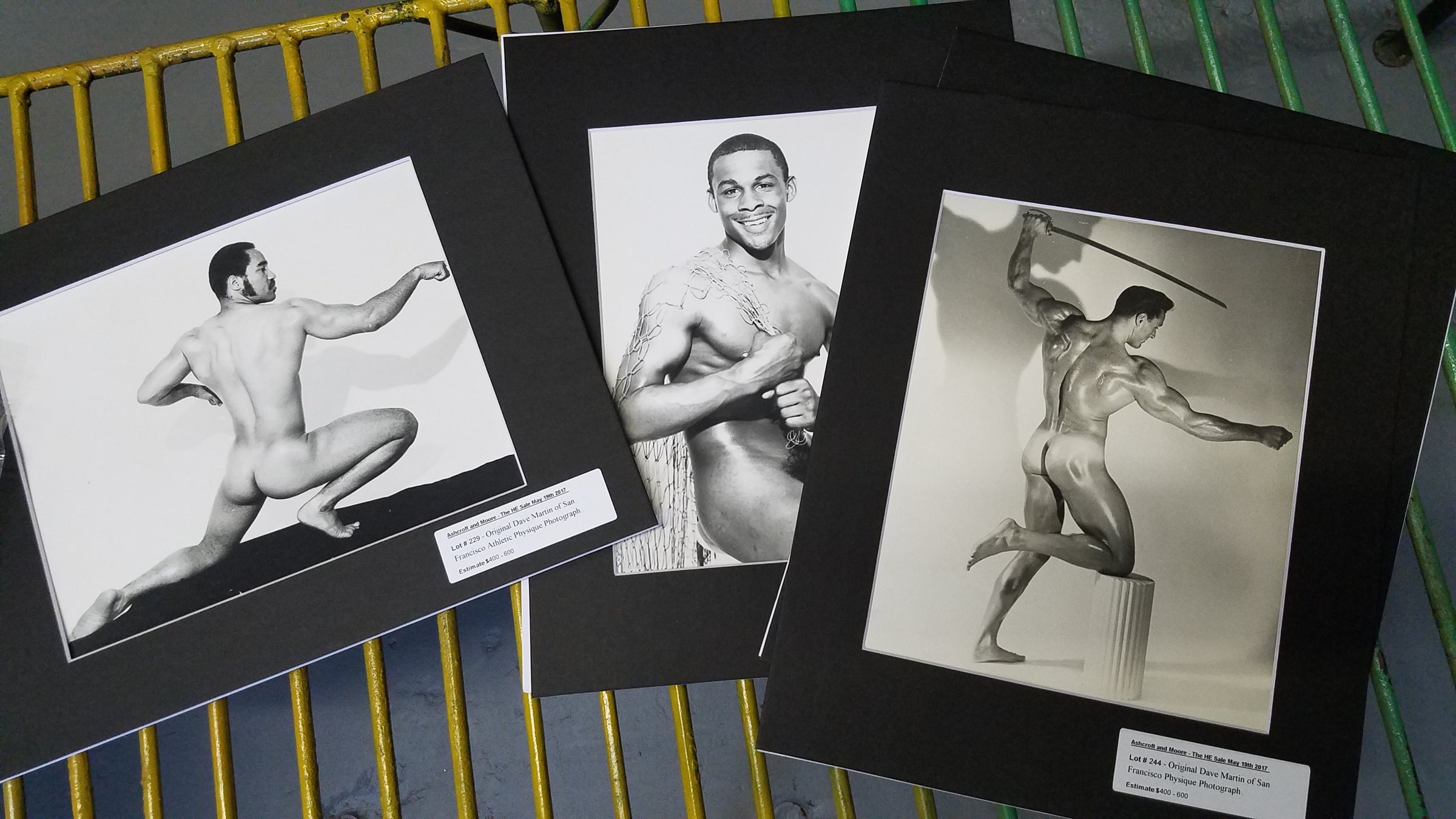  A sample of vintage prints by Dave Martin that will be auctioned Friday.(Peter Crimmins/WHYY) 