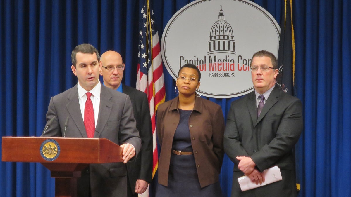  Auditor General Eugene DePasquale discusses the details of an audit at the State Capitol. (Marielle Segarra/WHYY) 