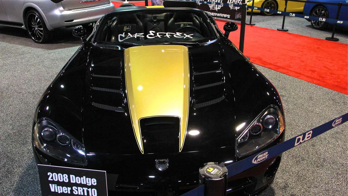 The customized 2008 Dodge Viper SRT10 Hurst Edition at the Philadelphia Auto Show is one of four made. (Emma Lee/WHYY)
