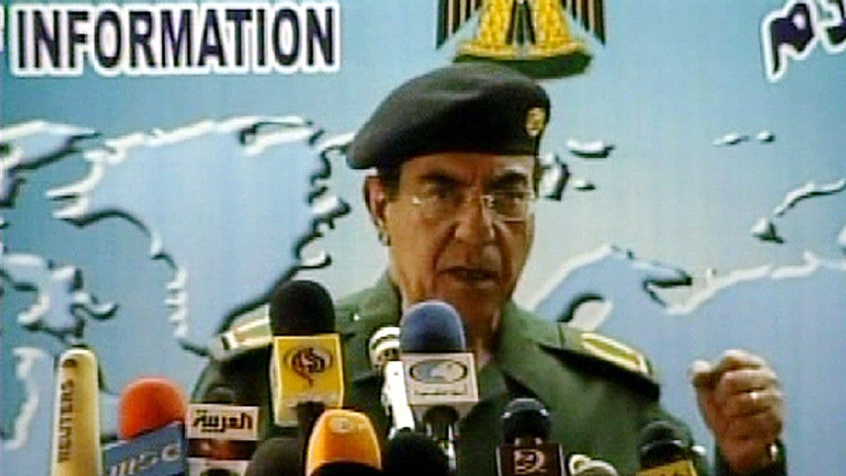  During the Iraq War in 2003, Iraqi Information Minister Mohammed Saeed al-Sahhaf confidently proclaimed Saddam Hussein's forces were winning, when they weren't. (AP Photo/APTN) 